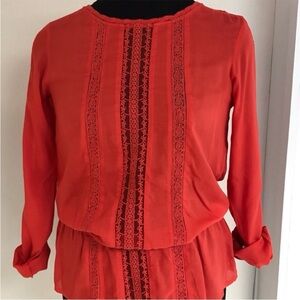 Chic Red Peplum Lace Blouse NWT